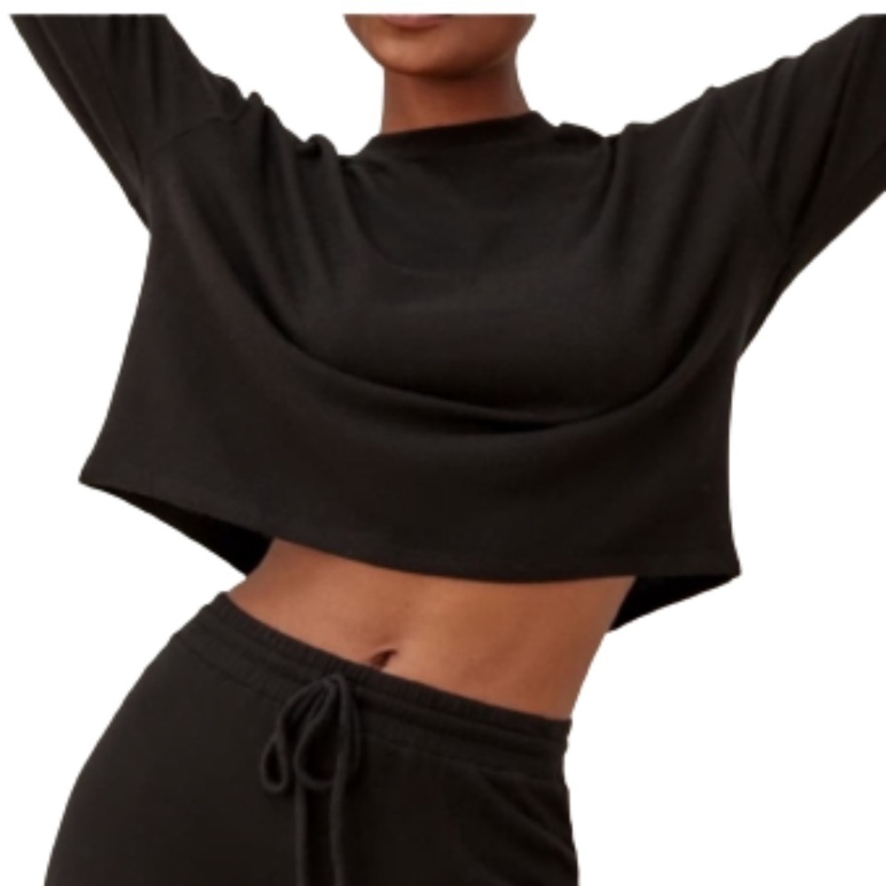 Reformation Black Crop Taylor Sweatshirt New size small